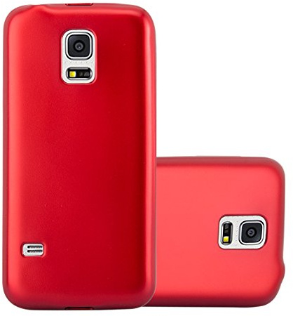 Cadorabo Hülle kompatibel mit Samsung Galaxy S5 / S5 NEO Schutzhülle TPU Silikon Case Metallic Design Slim Kratzfest Weiche Gummi mit Rundumschutz Case Hülle für Galaxy S5 / S5 NEO in Rot
