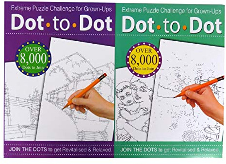 Dot To Dot Extreme Puzzle Drawing Book Challenge for Grown-Ups Adults Assorted Colour