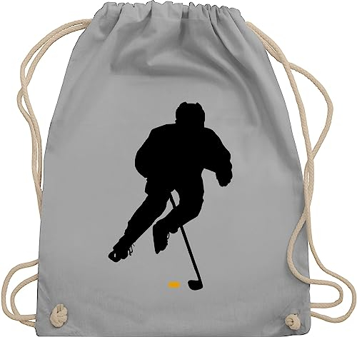 Turnbeutel Rucksack - Eishockey Spieler - Unisize - Hellgrau - eishockey-fanartikel kinderturnbeutel hockey beutel icehockey geschenk sport tasche kinder 25. geburtstag stoffbeutel geschenke baby