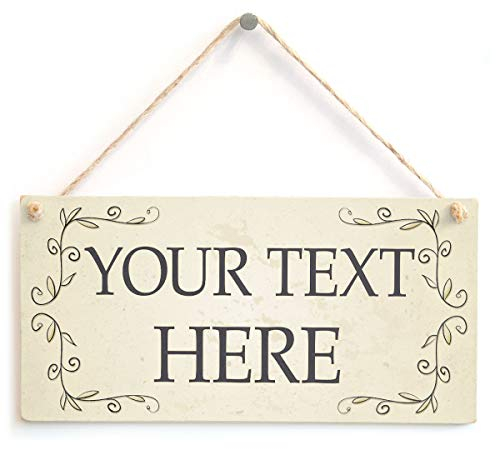 Personalised Posh Vine Frame Your Text Here Sign - Custom Wooden Door Plaque