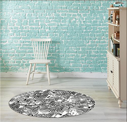 Teppich Zebras weiß und schwarz PVC | verschiedene Maße | Teppichstoff PVC | Bodenbelag Vinilic | Wohndekoration 100 x 100 cm