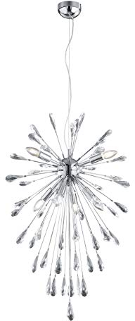 Trio Leuchten Minsk 30600706 LED Pendelleuchte, Metall, E14, Chrom, Acrylblüten transparent