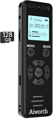 136GB Digital Voice Recorder Voice Activated Recorder for Lectures Meetings - aiworth 9860 Hours Sound Audio Recorder Dictaphone Recording Device with Playback,MP3 Player,Password,Variable Speed.