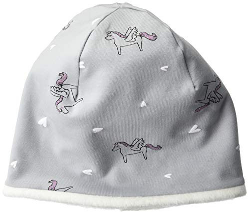 maximo Baby-Mädchen Beanie aus Jersey Mütze, grau(Hellgrau-Rosa-Einhorn 18), (Herstellergröße: 49)