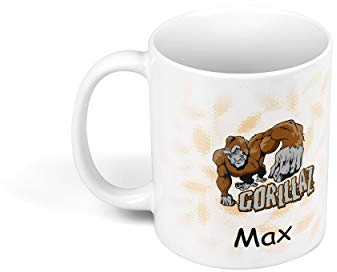 Sunnywall Personalisierte Kinder-Tasse aus Kunststoff mit Namen Riesige Auswahl an Motiven bruchsicher (Gorilla AFFE 37)