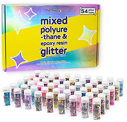 Glitzer für Harz Box-Set 54 x 6 g (0,21 oz) gemischte Tuben Pailletten Basteln Schmuckherstellung Becher Dekorationen