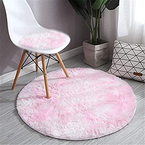 Shaggy Teppich Hochflor Runder Plüsch-Matte, Chickw1 Modern Langflor Carpet Fluffy Anti-Skid Fellteppich Kunstfell Area Teppich - Schlafzimmer Wohnzimmer Kinderzimmer Decor Boden (Hell-Pink,120cm)