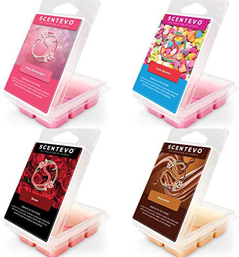 Scentevo Wax Melts Soy Vegan Aromatherapy Air Freshener: Pink Champagne, Love Hearts, Roses, Chocolate