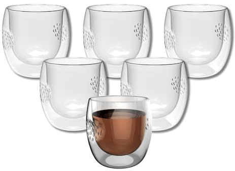 Kadum doppelwandige Gäser 6er-Set - Thermogläser Thermotassen - Kaffeeglas 300 ml - Hitzebeständig Kältebeständig - Kaffee Tee doppelwandige Tassen - im Geschenkkarton