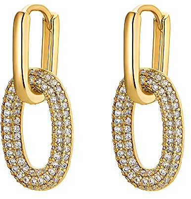 Heideman Ohrringe Ada Damen - aus hochwertigem Edelstahl - silber gold rosegold farbend poliert - Ohrstecker hängend für Frauen mit Stein Zirkonia weiss - Creolen mit Anhänger
