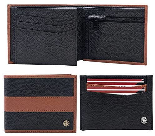 Silver Street London Welton Porte-Cartes de Voyage pour Homme Noir/Marron Clair Taille M