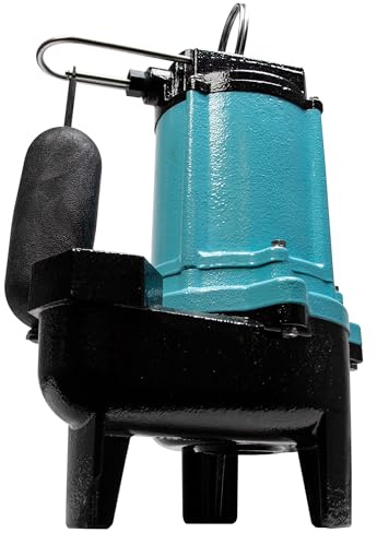Little Giant 10SC-CIA-SFS 115-Volt, 7200 GPH, 1/2 HP Automatic Cast Iron Sewage/Effluent Pump with Integrated Snap-action Float Switch and 20-ft. Cord, Blue, 511431