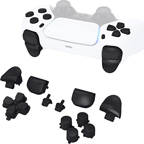 eXtremeRate Kit de Botones Completos para ps5 Mando - Repuesto de D-Pad, R1 L1, R2 L2, Share, Options y Botones de Acción, Teclas Compatible con ps5 BDM-010 BDM-020 (Negro)