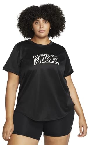 NIKE Women's Nk Df Swoosh Run Top Plus Sweatshirt, Black/White/White, 1X UK