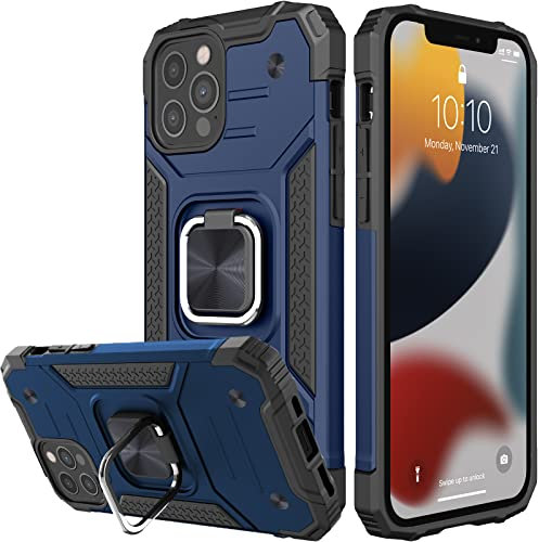 Honeyview ShockProof Case for iPhone 12/12 Pro with Ring Kickstand, Bumper Armour Phone Cover for Apple iPhone 12/12 Pro - Blue
