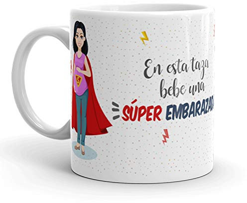 Kembilove Taza la mejor Embarazada del mundo – Mensaje En esta Taza Bebe una Super Embarazada – Regalo Mujer original – Regalos originales para Embarazadas – Regalos Personalizados Originales