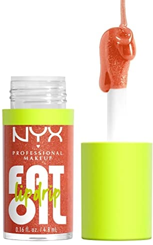 Nyx Professional Makeup Feuchtigkeitsspendender Lipgloss, Intensiver Glanz und bis zu 12 Stunden Pflege, Mit dickem Applikator und nährenden Ölen, Fat Oil Lip Drip, Farbe: Follow Black, 1 Stück