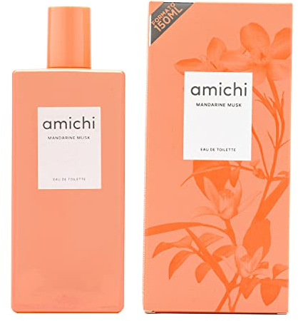 AMICHI - Mandarine Musk 150 ml, Colonia Mujer, Perfume Formato Spray, Eau de Toilette Femenina, Agua Fresca, Fragancia Dulce y Cítrica, Aroma Extravagante de Larga Duración