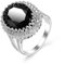 Sdouefos 925 Sterling Silber Damen Mode Glänzender Diamant Ring - 3D Schliff Oval Schwarz Zirkon - Romantischer Cocktail Edelstein für Hochzeit Verlobung Schmuck (Q)