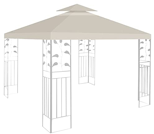 Ansobea Pavillon Ersatzdach 3x3m, Pavillondach Wasserdicht Partyzelt ersatzbezug Doppeldach Schutzhaube UV-Schutz Pavillonabdeckung Festzelt überdachung Beige