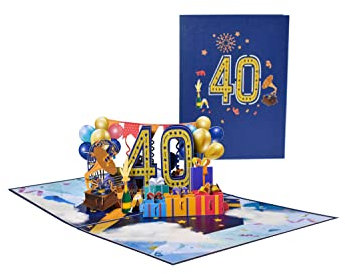 AIBAOBAO 40 Jahre alt 3D-Geburtstagskarte Happy Birthday Papier, Handgemachte Geburtstagskarte, Jubiläumskarte zum 18 Jubiläumseintrag mit Umschlag für Familie, Frauen,Mann,Mutter,Freunde