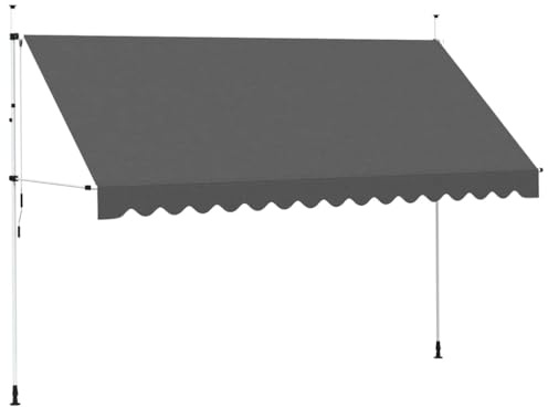 HOMIUSE Einziehbare Markise Handbetrieben Klemmmarkise 400 cm Balkonmarkise Sichtschutz Balkon Fenstermarkise Pergola UV Beständig Höhenverstellbar Wasserdicht Anthrazit Polyester