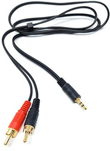 DRUT 1m 3.5mm to Twin RCA Stereo Aux Phono Audio Cable Mini Jack Lead Cord Y Splitter Headphone Cord RCA Y Splitter Adapter 3.3ft Black Gold Connectors