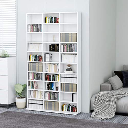 XIAOGUANG CD-Regal, CD Aufbewahrung, Medienregal, DVD-Regal, Album Für CDs, DVD Fächer, CD Ständer, Weiß 102x16x177,5 cm Holzwerkstoff