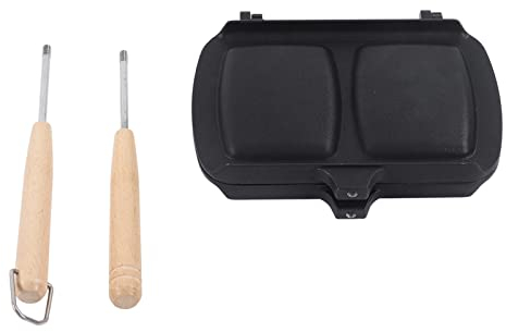 Sandwich Pot Aluminum Alloy Non-Stick Clip Comfortable Handle with Hook Save Kitchen Space Double-Head Detachable Sandwich Pot 14.2x7.9in, Less Oil Extraction