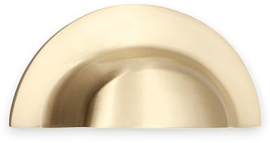 Infinity Decor Satin Brass Mushroom Knobs, Cup Pull Handles and Cupboard Catch for Kitchen Cabinet Doors (Large Cup Pull)