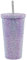 Bling-Diamant-Becher mit Nieten, 17 Oz/500 Ml Bling-Becher mit Deckel und Strohhalm, Edelstahl-Strass-Becher, Isolierte Becher, Kristall-Schaf-Bling-Becher, Party-Becher für Damen und Herren(Lila)