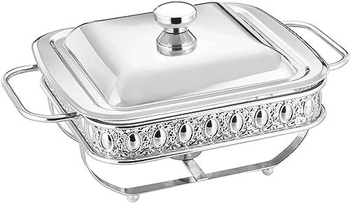 FLTRGO Hostess Trolley Food Warmer - Stainless Steel Hot Pot Buffet Set With Glass Viewing Lid And Built In Lid Holder, Round Food Warmer For Parties, Dinners And Catering