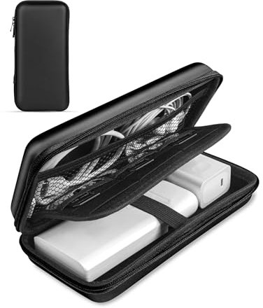 ACOCOBUY Organisateur Accessoires Électroniques, 2 Couches Pochette Électronique Portable Organisateur Protection Antichoc Sac Rangement Étui Disque Dur Externe Étui Transport Sac Power Bank, Noir