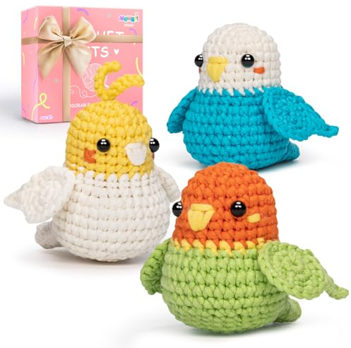 Mewaii Häkelset für Anfänger, Stufe 2, mit 40 % extra umweltfreundlichem, vorgestartetem Garn (evtl. nicht in deutscher Sprache), Schritt-für-Schritt-Video-Tutorials für Erwachsene und Kinder