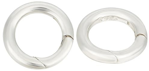 GOMAKERER 2 Stück Rhodiniert 925 O-Ringe Mit Auslösefeder Aus Sterlingsilber 12mm Federtor-Ringe Runder Karabiner-Clip Runder Schlüsselanhänger Für Geldbörsen, Schultergurte, Schlüsselanhänger