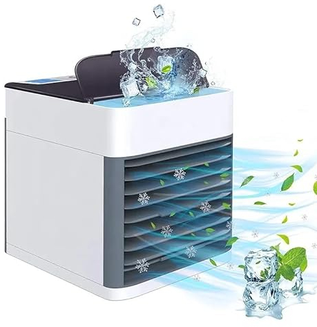 Mini aire acondicionado evaporativo portátil 3 en 1 enfriador pequeño con 1 color LED personal AC USB enfriador de escritorio mejor oficina, cocina en casa, dormitorio, camping al aire libre
