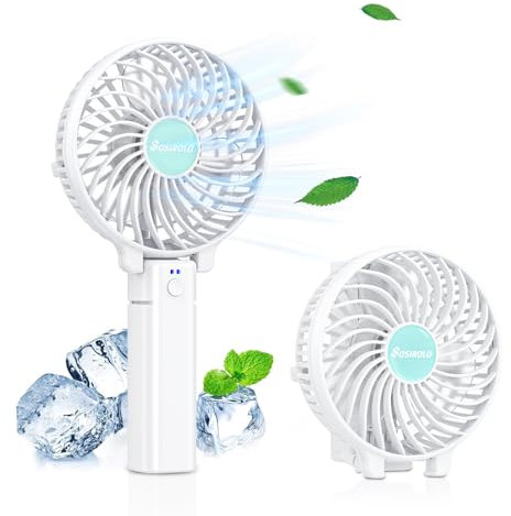 Sosirolo mini fan, hand held fans, hand fan folding, handheld fan rechargeable, 3 Speeds electric fan USB Portable Desk Desktop Fans travel fan for Home Office Bedroom Outdoor(White)