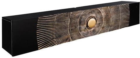 Riess Ambiente TV-Lowboard GOLDEN Sunset - 160cm - schwarz - Mangoholz | Soft Close, Kabelöffnung, handgefertigtes Unikat, massiv, montiert geliefert, praktischer Stauraum