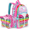 MoSoulais Kinder-Rucksack, Schmetterlings-Schulrucksäcke mit Lunchtasche, für Mädchen, Teenager, leichtes Schulranzen-Set, Schmetterling, Violett, Medium, Rucksack mit Schmetterlingsflügeln und