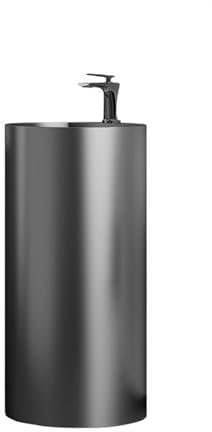 Waschbecken mit Standfuß fürs Badezimmer, Standwaschbecken, Standwaschbecken aus Edelstahl, bodenstehendes Badezimmerwaschbecken, Säulenwaschbecken mit Ablaufgarnitur und Abflussrohr, optionaler Wasse