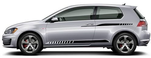 Seitenstreifen Racing Aufkleber-Set, Dekor-Sticker komp. mit VW Golf 7 GTI (226 Storm Grey)