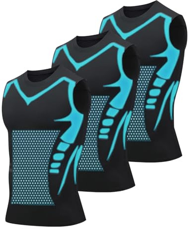 Lot de 3 Gilet de Mise en Forme Ionique, Nouveau Débardeur de Compression pour Hommes, Gilet de Modelage du Corps À Compression Ionique