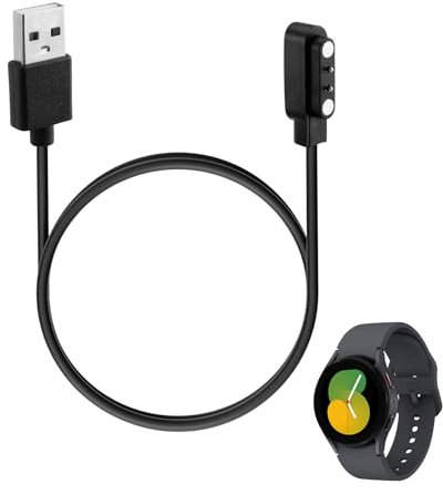 SMCEHEYA Magnetic Smart Watch Charger 2 Pin 4mm for YAMAY SW022 Smart Watch Charger Compatible with Imilab KW66/Ticwatch GTX/Haylou RT LSO5S/AGPTEK LW11 USB Smartwatch Accessories 60cm Length (Black)