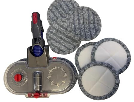 PIESSEONLINE - Mocio Lavapavimenti Compatibile per Dyson V7, V8, V10, V11, V15 - Lava e Aspira Contemporaneamente - Serbatoio Rimovibile - 6 Tappetini Lavabili Inclusi