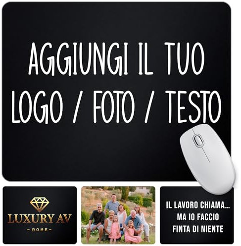 WELCOMAT Tappetino Mouse Personalizzato - 18x23cm - Mousepad, Impermeabile, Antiscivolo, Antipolvere, Per ufficio, Gaming, base in gomma, portatile, Ideale per logo Ufficio, Smart working