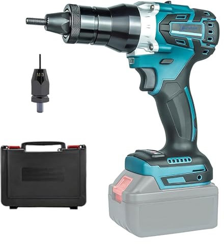 LIROPAU Akku Nietzange Kompatibel mit Makita 18V-26V Akku, Bürstenloses Elektrisches Nietwerkzeug mit Zwei Modi mit Nietzugkopf M6 (ohne Akku, ohne Ladegerät)