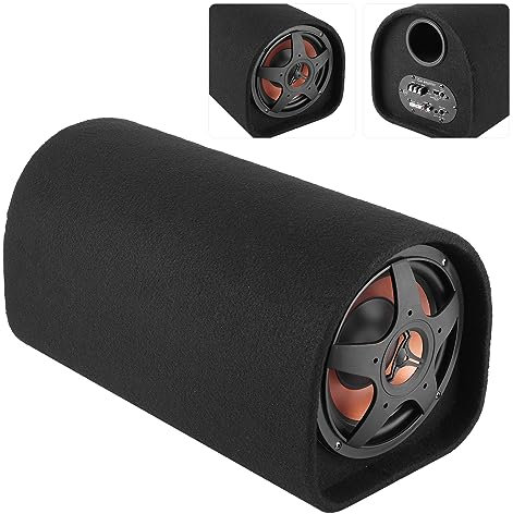 RIZGHWOY 12V Car Subwoofer, Bass Speaker Car Audio Bass Booster 200W Tube Subwoofer with Leather Fabric ABS Material