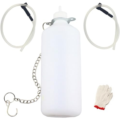 GIVIHGETI Bremsflüssigkeitsbehälter, Bremsenentlüfterflasche 1L mit 60 cm Schlauch, Universal Gummi-Adapter, den Austausch von Bremsöl, Bremsflüssigkeits-Auffangflasche mit Schlauch und Gummikupplung