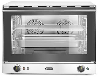 HENDI Four à Convection H100, 4 Plaques GN 1/1, Porte à Double Vitrage Froid au Toucher, Éclairage Intérieur, Minuterie 0-120 min, 3500W, 230V, 699x608x(H)550mm, Acier Inoxydable
