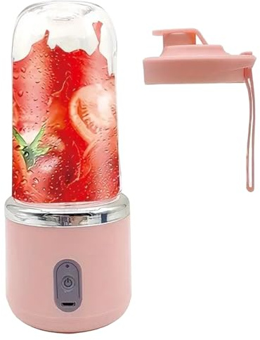 Licuadora portátil de 14oz, vaso de batidora eléctrica pequeña con tapa, exprimidor portátil recargable por USB para batidos, zumo, exprimidor de cocina para viajes